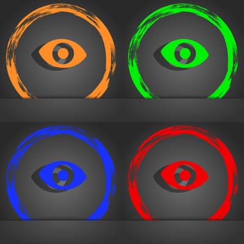 sixth sense, the eye icon symbol. Fashionable modern style. In the orange, green, blue, green design. illustration