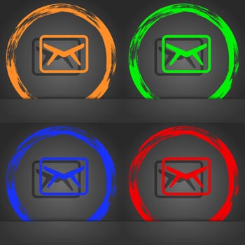 Mail, Envelope, Message icon symbol. Fashionable modern style. In the orange, green, blue, green design. illustration