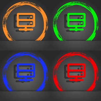 Server icon symbol. Fashionable modern style. In the orange, green, blue, green design. illustration