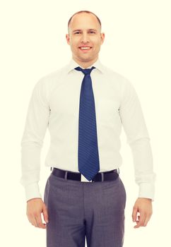 business, education and office concept - smiling businessman