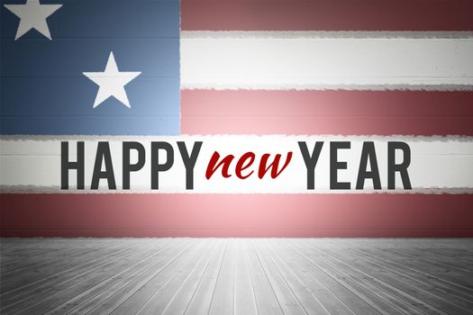 New year graphic against composite image of usa national flag