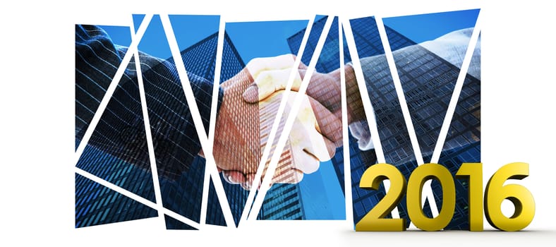 2016 graphic against composite image of business people shaking hands