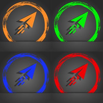 Paper airplane icon symbol. Fashionable modern style. In the orange, green, blue, green design. illustration