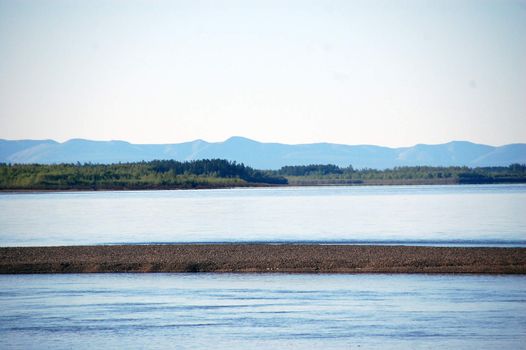 Mountains at Kolyma river Russia outback