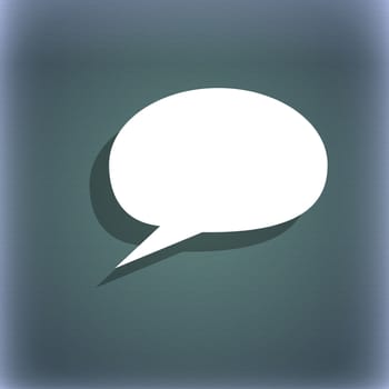 Speech bubble icons. Think cloud symbols. On the blue-green abstract background with shadow and space for your text. illustration