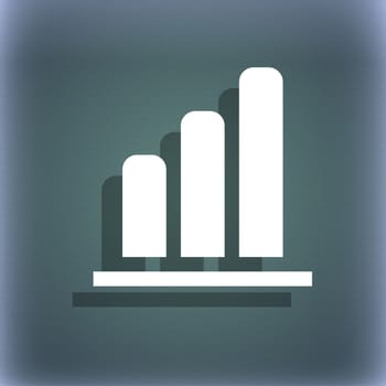 Growth and development concept. graph of Rate icon symbol on the blue-green abstract background with shadow and space for your text. illustration