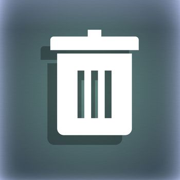 Recycle bin, Reuse or reduce icon symbol on the blue-green abstract background with shadow and space for your text. illustration