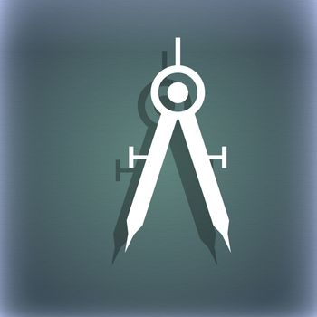Mathematical Compass sign icon. On the blue-green abstract background with shadow and space for your text. illustration