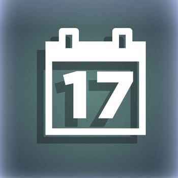 Calendar, Date or event reminder icon symbol on the blue-green abstract background with shadow and space for your text. illustration