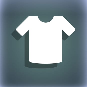 T-shirt, Clothes icon symbol on the blue-green abstract background with shadow and space for your text. illustration