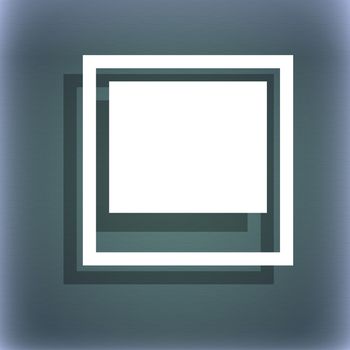 Photo frame template icon symbol on the blue-green abstract background with shadow and space for your text. illustration