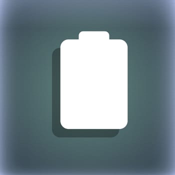 Battery empty, Low electricity icon symbol on the blue-green abstract background with shadow and space for your text. illustration