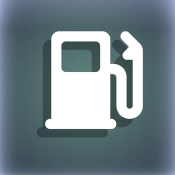 Petrol or Gas station, Car fuel icon symbol on the blue-green abstract background with shadow and space for your text. illustration