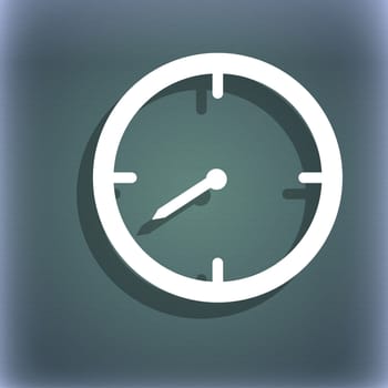 Timer sign icon. Stopwatch symbol.. On the blue-green abstract background with shadow and space for your text. illustration