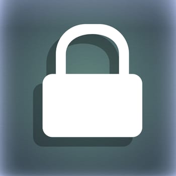 Pad Lock icon symbol on the blue-green abstract background with shadow and space for your text. illustration