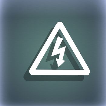 voltage icon symbol on the blue-green abstract background with shadow and space for your text. illustration