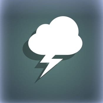 storm icon symbol on the blue-green abstract background with shadow and space for your text. illustration