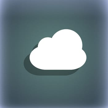 Cloud icon symbol on the blue-green abstract background with shadow and space for your text. illustration