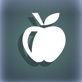 Apple icon symbol on the blue-green abstract background with shadow and space for your text. illustration