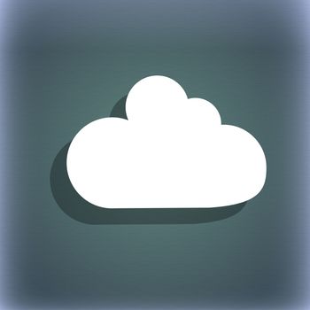 Cloud sign icon. Data storage symbol. On the blue-green abstract background with shadow and space for your text. illustration