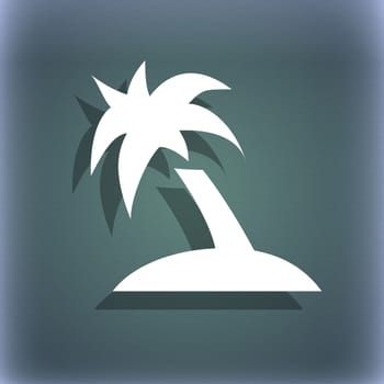 Palm Tree, Travel trip icon symbol on the blue-green abstract background with shadow and space for your text. illustration