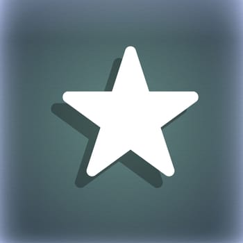 Favorite Star icon symbol on the blue-green abstract background with shadow and space for your text. illustration