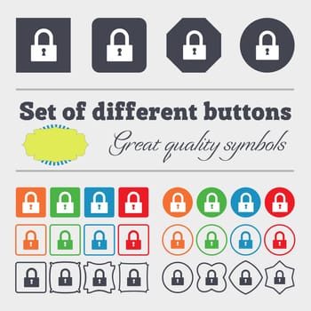 Lock sign icon. Locker symbol. Big set of colorful, diverse, high-quality buttons. illustration
