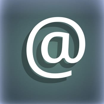 E-Mail icon symbol on the blue-green abstract background with shadow and space for your text. illustration