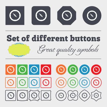 Compass sign icon. Windrose navigation symbol. Big set of colorful, diverse, high-quality buttons. illustration