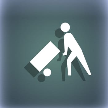 Loader icon symbol on the blue-green abstract background with shadow and space for your text. illustration