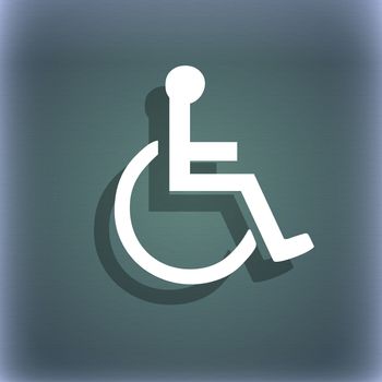 disabled icon symbol on the blue-green abstract background with shadow and space for your text. illustration