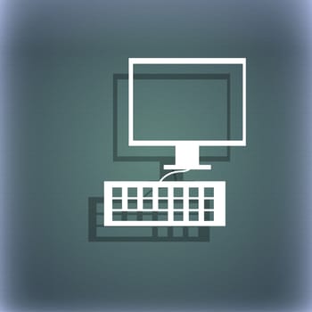 Computer keyboard Icon. On the blue-green abstract background with shadow and space for your text. illustration