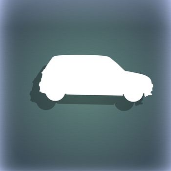 Jeep icon symbol on the blue-green abstract background with shadow and space for your text. illustration