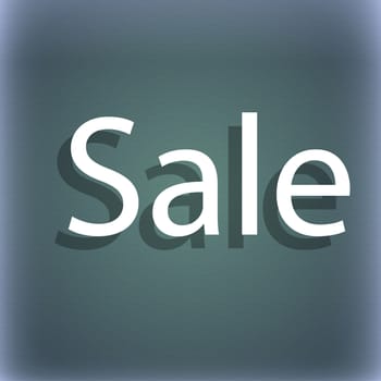 Sale tag. Icon for special offer. On the blue-green abstract background with shadow and space for your text. illustration