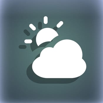 weather icon symbol on the blue-green abstract background with shadow and space for your text. illustration