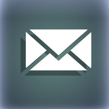 Mail, Envelope, Message icon symbol on the blue-green abstract background with shadow and space for your text. illustration