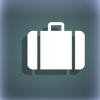 suitcase icon symbol on the blue-green abstract background with shadow and space for your text. illustration