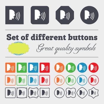 Talking Flat modern web icon. Big set of colorful, diverse, high-quality buttons. illustration