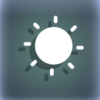 Sun icon symbol on the blue-green abstract background with shadow and space for your text. illustration