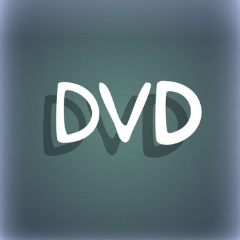 dvd icon symbol on the blue-green abstract background with shadow and space for your text. illustration