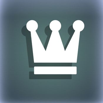 King, Crown icon symbol on the blue-green abstract background with shadow and space for your text. illustration