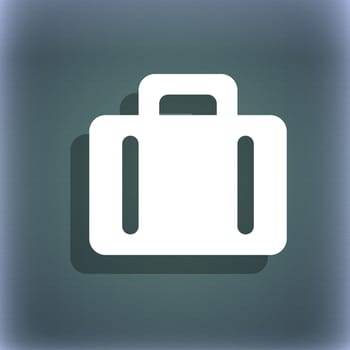 suitcase icon symbol on the blue-green abstract background with shadow and space for your text. illustration