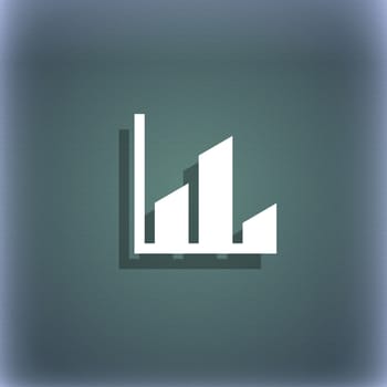 Chart icon symbol on the blue-green abstract background with shadow and space for your text. illustration