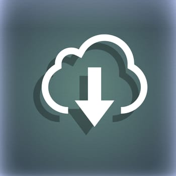 Download from cloud icon symbol on the blue-green abstract background with shadow and space for your text. illustration