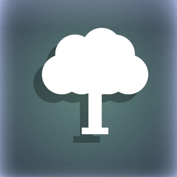 Tree, Forest icon symbol on the blue-green abstract background with shadow and space for your text. illustration