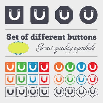 magnet sign icon. horseshoe it symbol. Repair sig. Big set of colorful, diverse, high-quality buttons. illustration