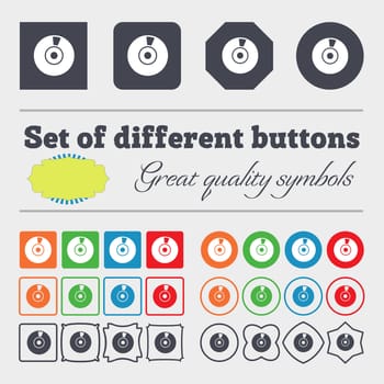 CD or DVD icon sign. Big set of colorful, diverse, high-quality buttons. illustration