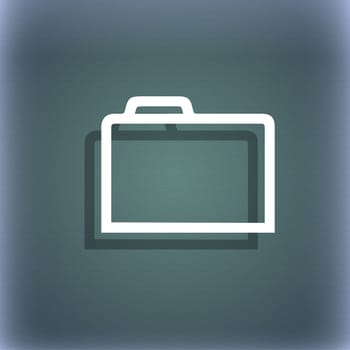 Folder icon symbol on the blue-green abstract background with shadow and space for your text. illustration