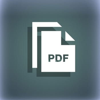 file PDF icon symbol on the blue-green abstract background with shadow and space for your text. illustration