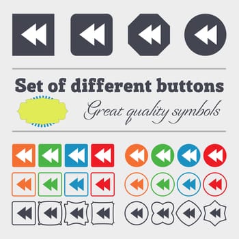 multimedia sign icon. Player navigation symbol. Big set of colorful, diverse, high-quality buttons. illustration